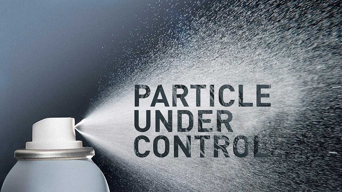 Vaporisateur à brume, avec la devise « Particle under control »