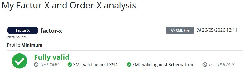 Validation FNFE du XML Factur-X Minimum
